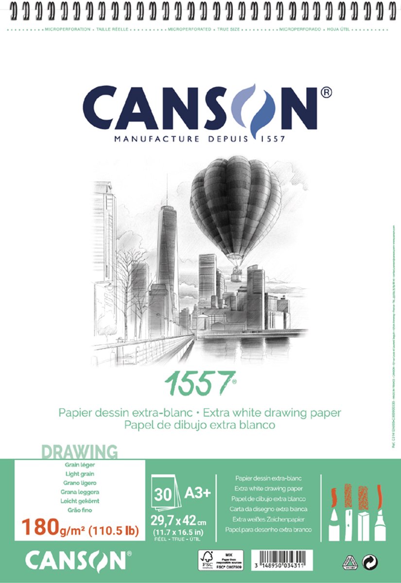 Canson tekenblok A5-formaat, 180 g/m², 30 vellen