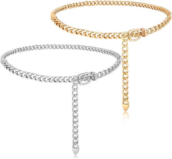 TIESOME Meerlaagse riem voor dames, verstelbare tailleband, 96 cm, voor jeansjurken, gouden buikketting, jeden rozmiar, Niet-nauwkeurig metaal TIESOME Meerlaagse riem voor dames, verstelbare tailleband, 96 cm, voor jeansjurken, gouden buikketting, jeden rozmiar, Niet-nauwkeurig metaal