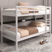EMOB - Stapelbed Roy 90x200 | splitsbaar | wit grenen - Rousseau - Kinderbedden met uitvalbeveiliging - Wit - Hout - Kinderbedden met uitvalbeveiliging - Eenpersoons - Stapelbed - Op voorraad