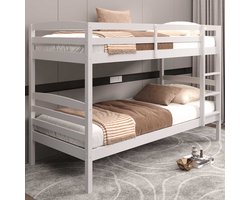 Stapelbed Roy 90x200 | splitsbaar | wit grenen - Rousseau - Kinderbedden met uitvalbeveiliging - Wit - Hout - Kinderbedden met uitvalbeveiliging - Eenpersoons - Stapelbed