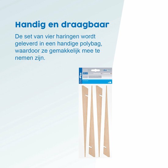 ProPlus Tentharing - 40 cm - Zandharing - Lichtgewicht - Stormharingen - Grondharing - Tentpennen - Tentverankering - voor Tenten - Hout - 4 stuks - Bruin van ProPlus — afbeelding 2