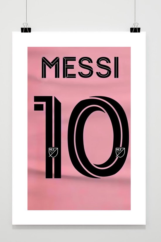 Affiche avec numéro de maillot de Lionel Messi - Messi - format 30x40cm - BXS707 - Avec cadre - style passe-partout