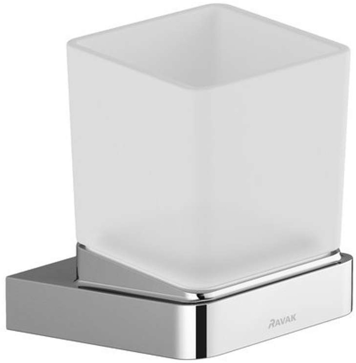 Ravak 10° - Tandenborstel- en tandpastabeker met houder, chroom/glas X07P321