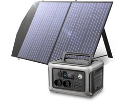 Allpowers® Solar Powerstation R600 + Zonnepaneel 100W - Output 600W - Capaciteit 299Wh - 1200W Piek - Snelladen - Draagbare Power Station Generator - USB - AC 220V - DC - Noodpakket - Zonnegenerator