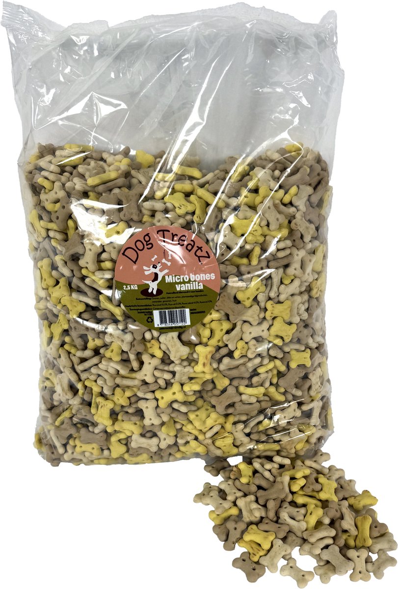 Dog Treatz Micro Bones - Vanille 2.5kg - Kleine Hondensnacks, Beloningssnoepjes, Tussendoortjes