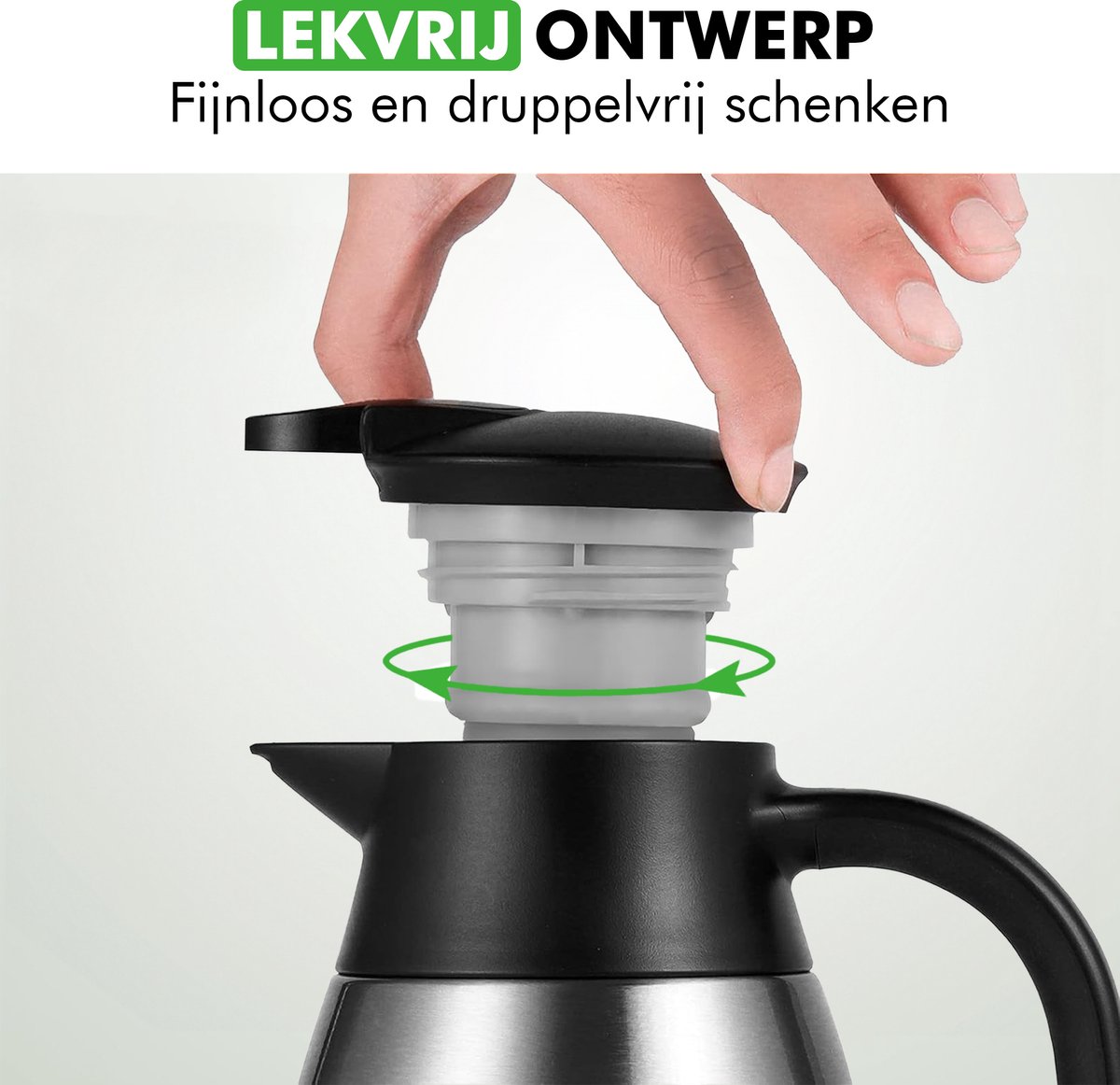 Travelhawk Thermoskan - 1.5 Liter - Isoleerkan - Grijs - Koffie - Thee - Voor warme en koude dranken — cadeau in Koken & Dineren - foto 6