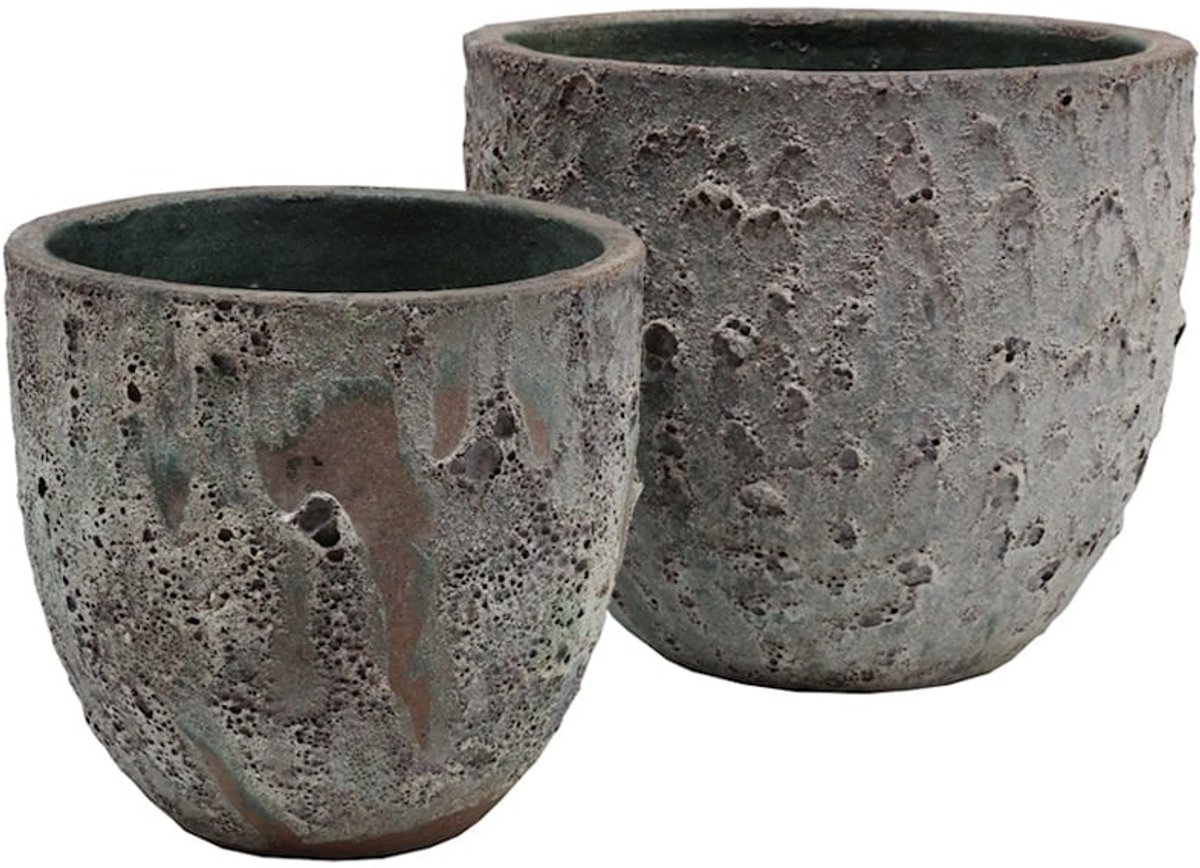 Bloempot Laki Oceanic Coral | Handgemaakt | uniek | Set van 2 | Ø36/25 x H34/25 cm