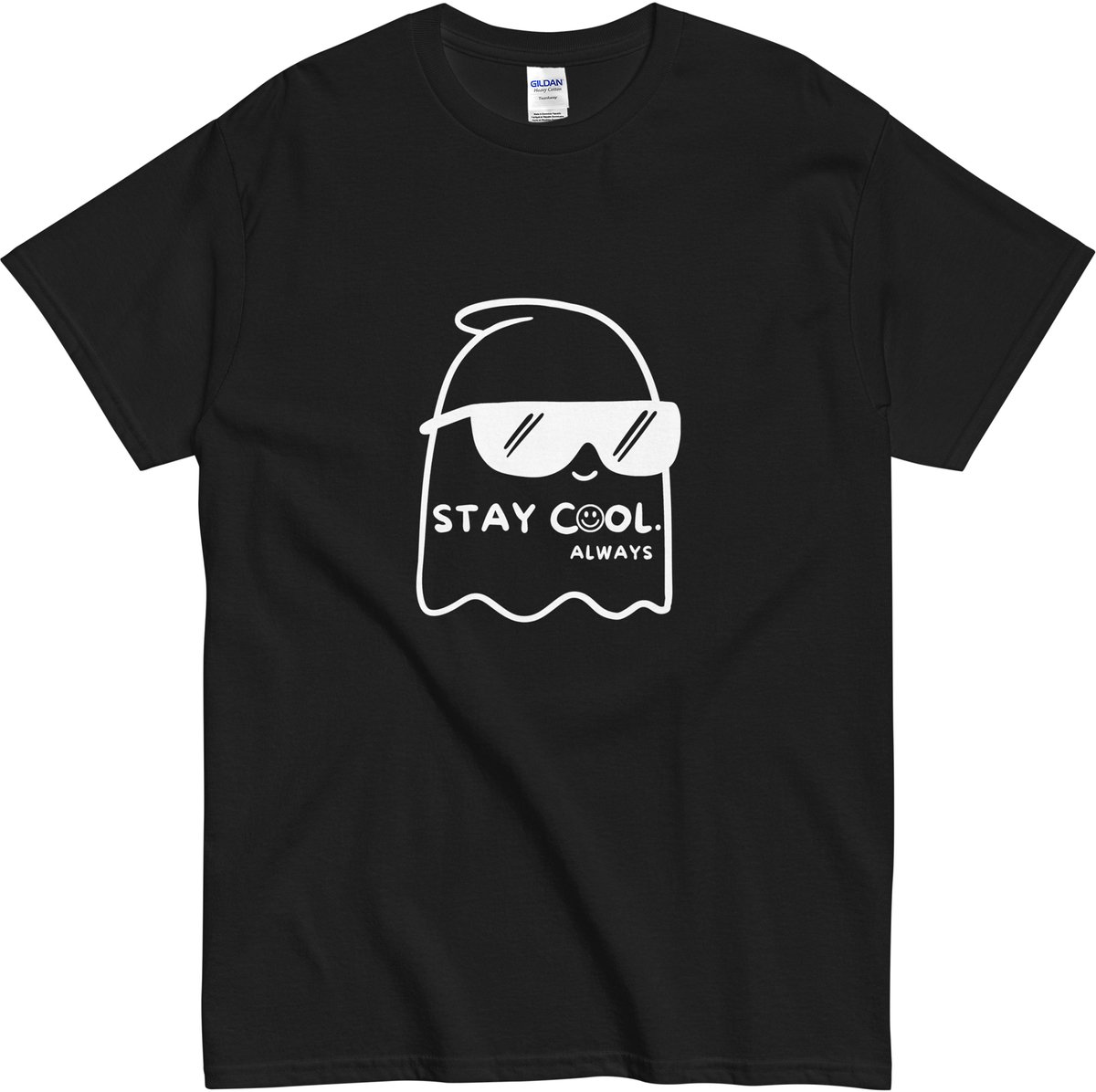 Stay Cool T-shirt Dames en Heren - Grappig Spookje met Zonnebril - Zwart - XL