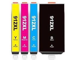 Inktkenners Inktcartridges Geschikt voor HP 912 / 912XL - Multipack van 4 stuks Geschikt voor HP OfficeJet Pro 8010e - 8012e - 8014e - 8015e - 8020e - 8025e