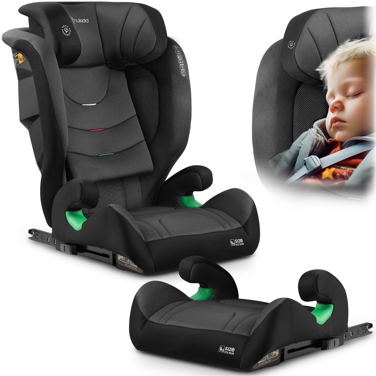 Nukido Louis Soft autostoeltje zwart-grijs 15-36 kg ISOFIX