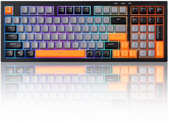 Yunzii - D98 - Membraan Toetsenbord - 96% - Qwerty - Gaming Keyboard - RGB Lichten - Stil - Zwart/Oranje