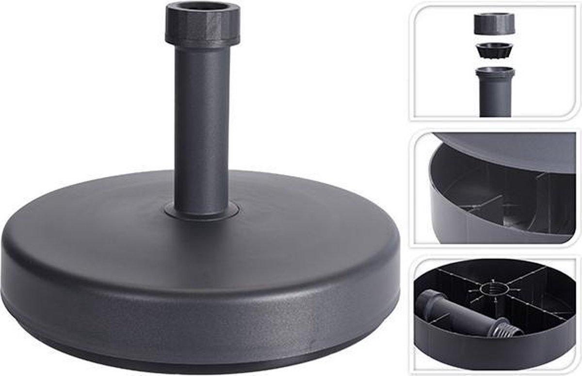 Bol.com Parasolvoet vulbaar 25L Grey Met water vulbaar tot 25kg Ronde vorm Passend voor parasols tussen de 20-54mm aanbieding