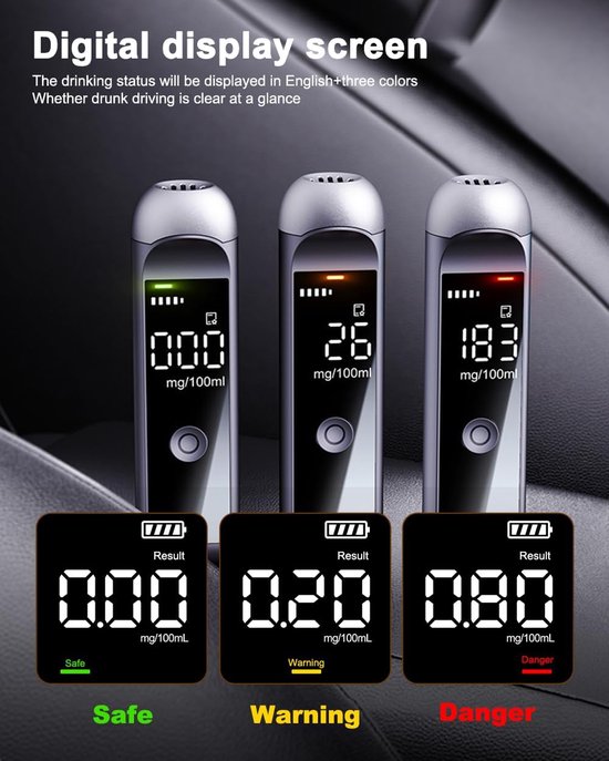 Éthylotest Électronique Précis Avec 5 Embouts - Alcotest Numérique Portable Haute Précision Pour Tests Personnels Et Familiaux