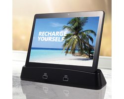 Bianca Tablet + Docking Station (opladen) +Gratis Tablethouder,BT Speakers, 10.1" IPS Hi Res LCD+Camera, BT+WiFi+2xSIM+4G, GPS Navigatie, Videobellen, Micro SD kaart,+2x USB poort voor opladen Smartphone/Tablet, 64 bit OctaCore Processor, Android OS