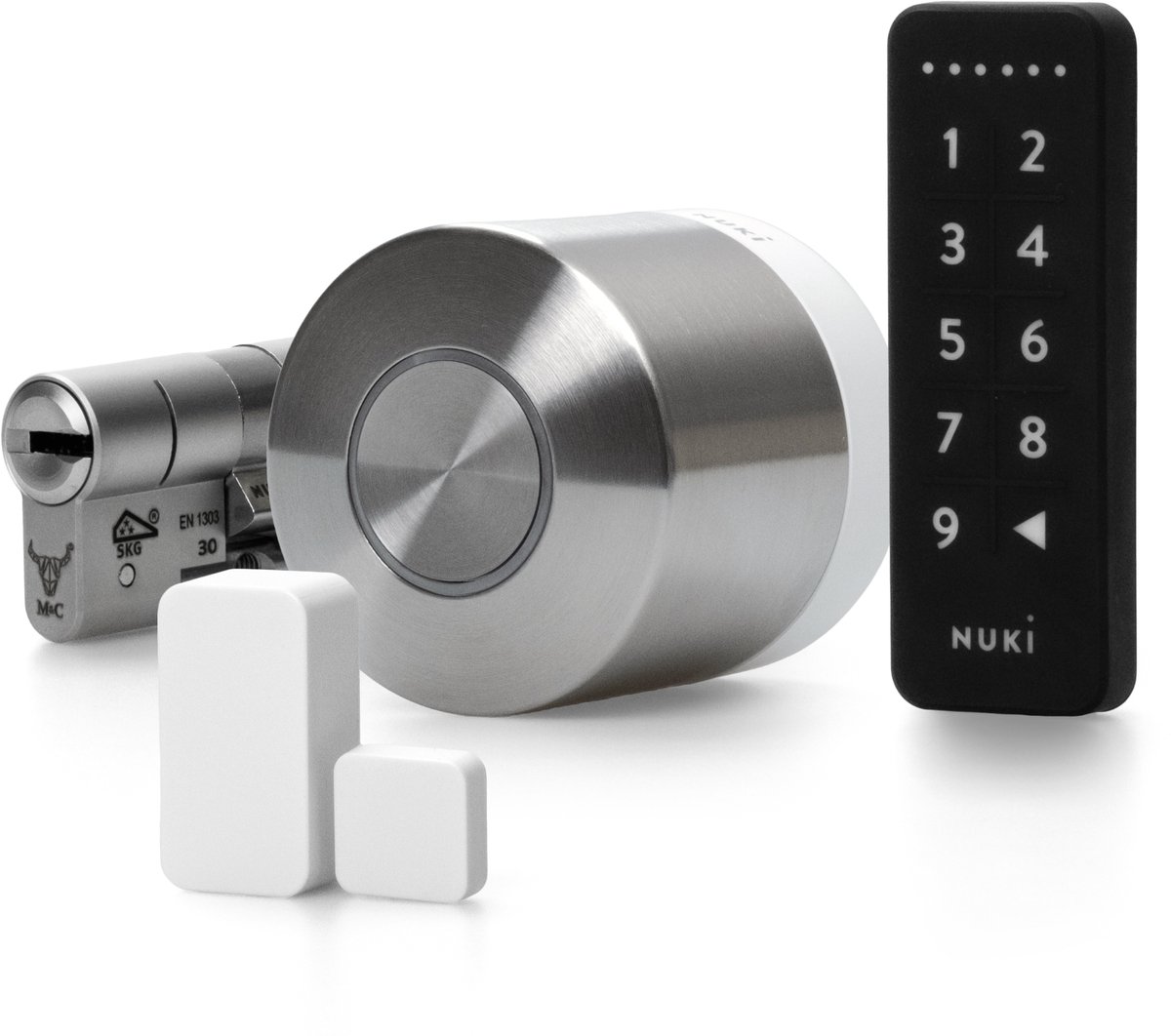 Nuki Ultra + keypad 1.0 + doorsensor : Toegang met smartphone en pincode inclusief SKG 3 sterren verstelbare cilinder