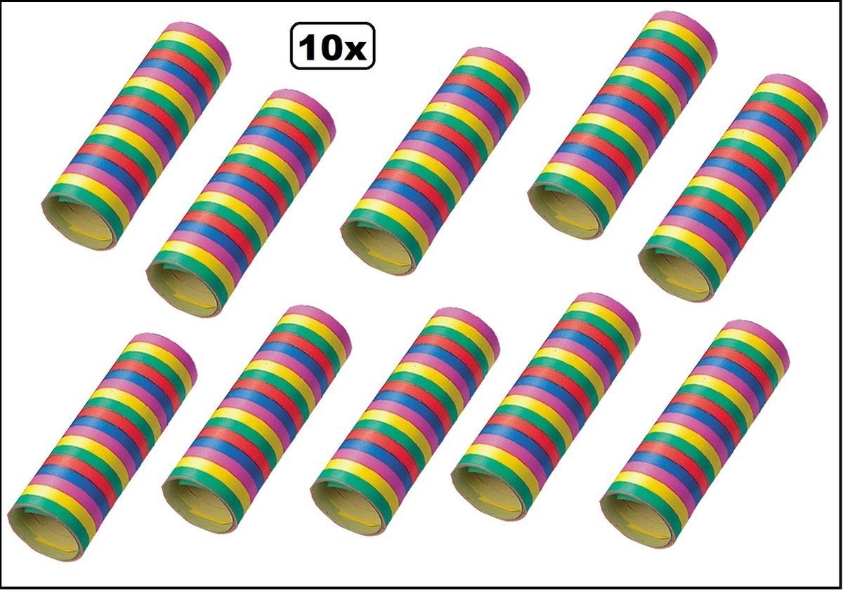 10x Serpentine multi/kleur - Festival optocht feest party serpentine carnaval thema