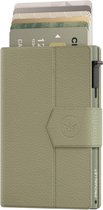 Prowallet Plus – Vert pebble – Porte-cartes RFID – Portefeuille compact avec porte-cartes coulissant – Pour 8 cartes, billets et monnaie – Aluminium et simili cuir – Coffret cadeau de luxe – Femme