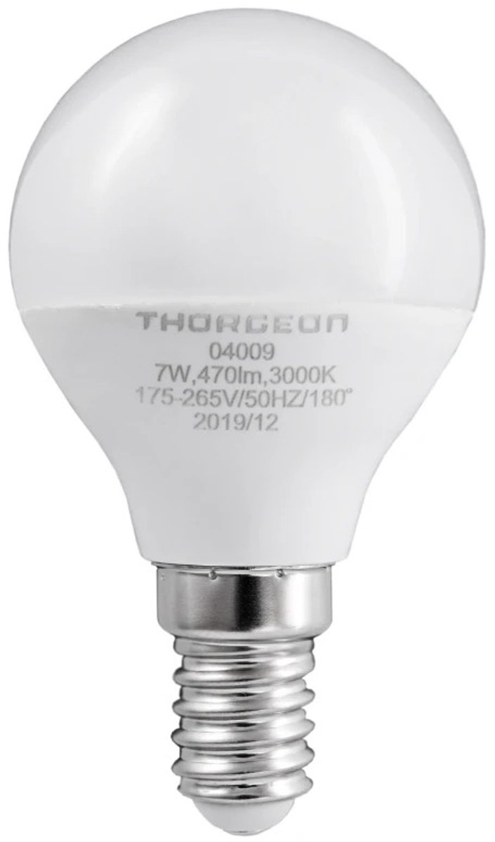 Thorgeon E14 LED Kogellamp | 7W 175/265V 3000K | 830 180°