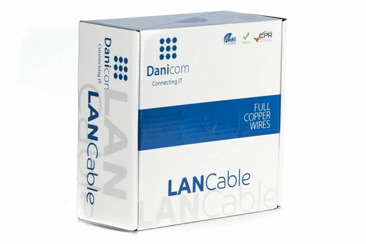 DANICOM CAT5E UTP 305m Buitenkabel op rol stug - PE (Fca)