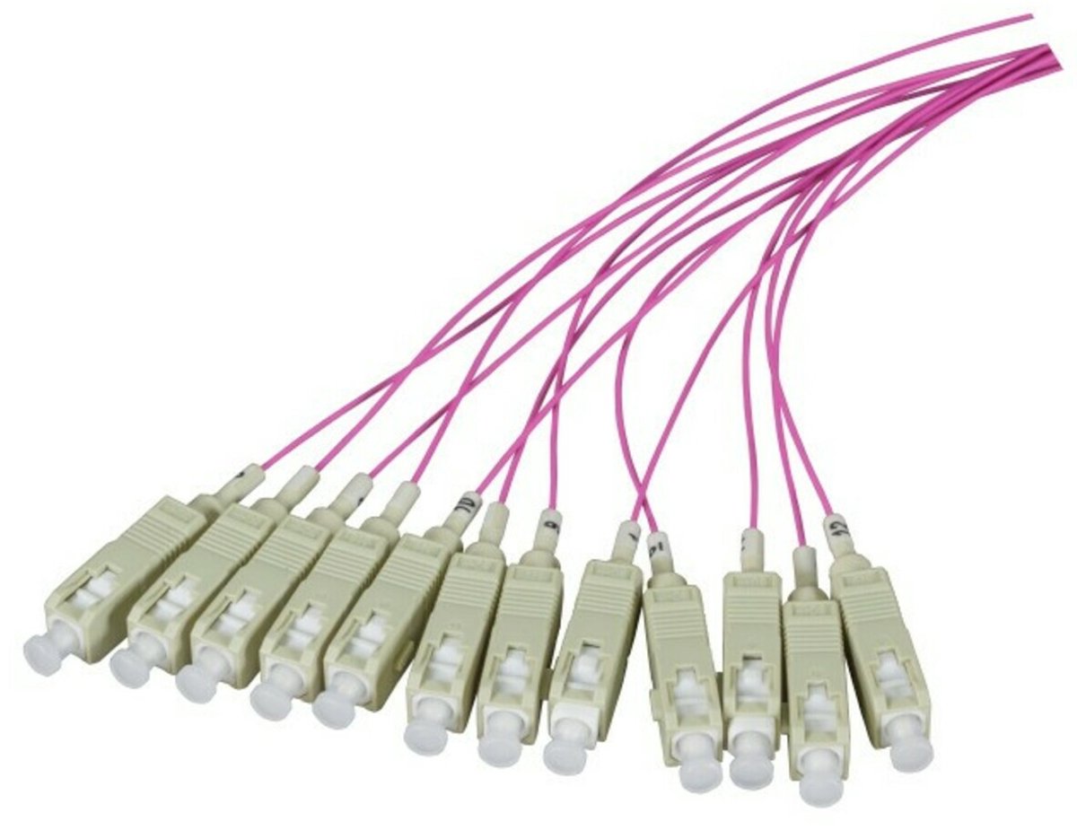 Danicom OM4 glasvezel pigtail paars SC - 12 stuks