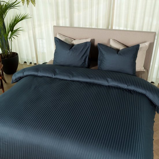 Kayori Elin Dekbedovertrek Katoensatijn - 240x200-220 cm +2 slopen - Lits-jumeaux - Denim van Merkloos — afbeelding 5