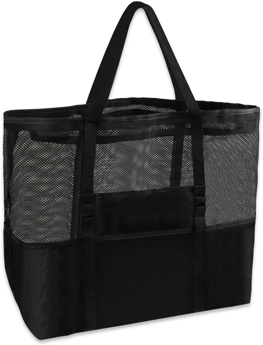 Ibenzoa® Extra Grote Mesh Strandtas voor Familie met Rits voor Diverse Activiteiten