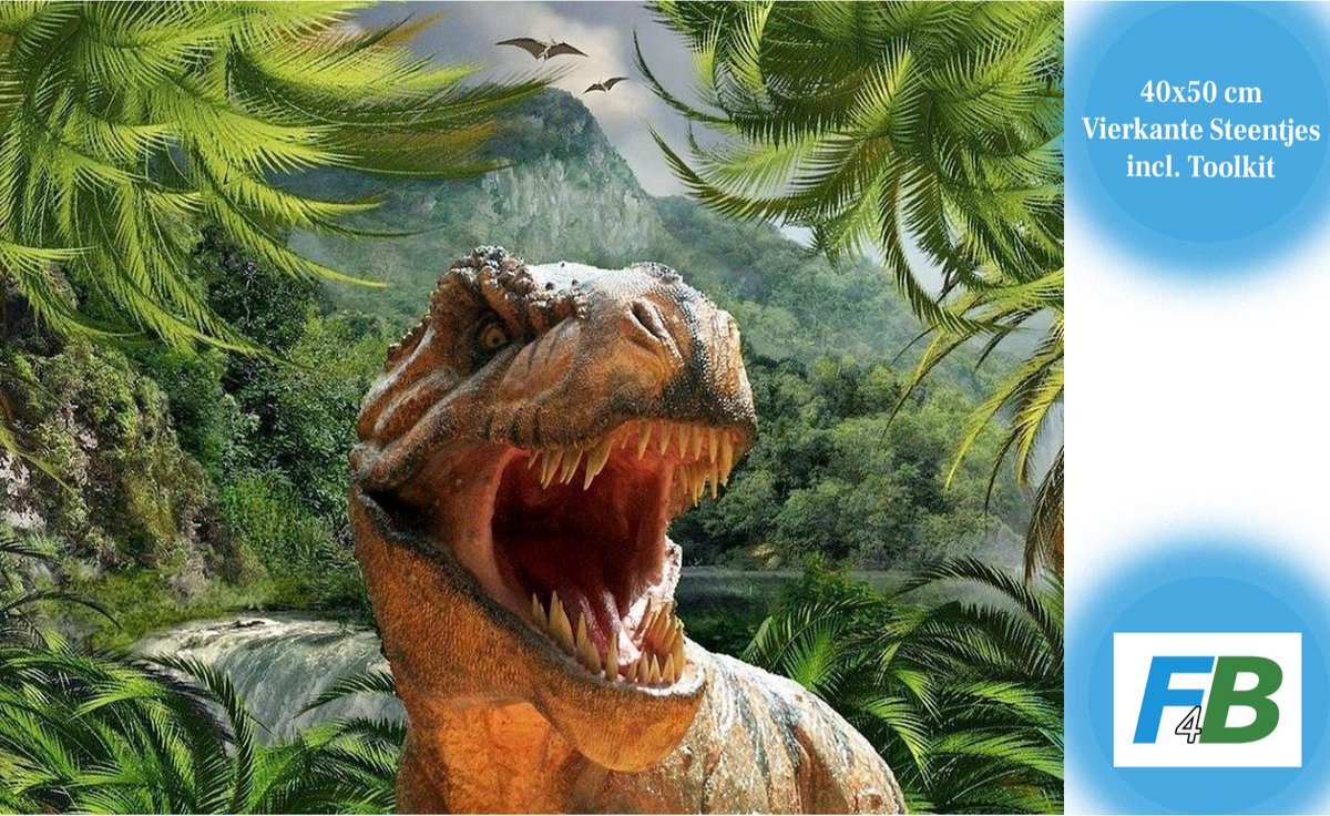 F4B Diamond Painting T-Rex – 40x50 cm – Vierkante Steentjes – Dinosaurus