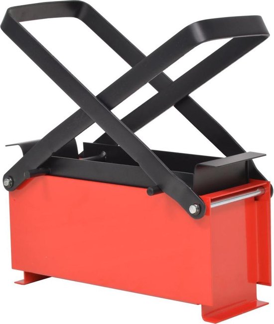 vidaXL - Brikettenpers - voor - papier - 34x14x14 - cm - staal - zwart - en - rood