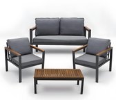 Muntel® Tuinset - 4 Delig - Stoelen - Bank - Tafel - Bank - Grijs/Bruin