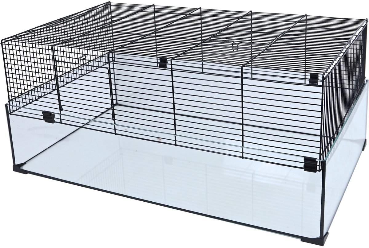 Interzoo Hamsterkooi Hamsterscape 78 zwart met glazen onderbak