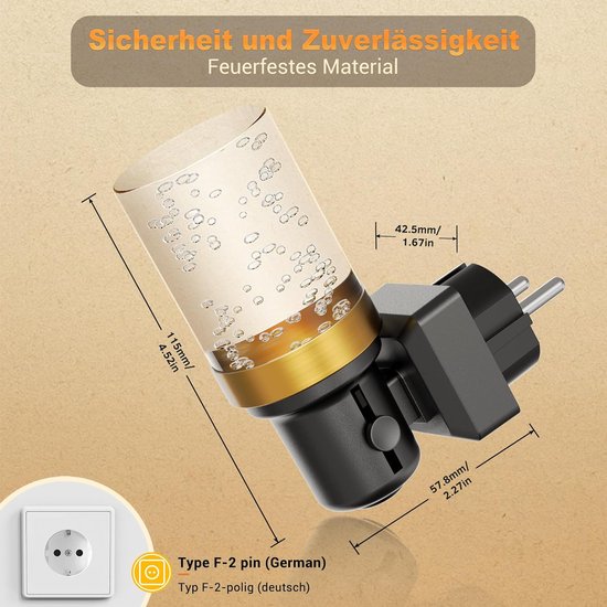 RFWR® Nachtlampje met Schemeringssensor voor Kinderen - Dimbaar LED Stekkerlicht - Warm Wit Licht - Veilig en Decoratief van RFWR — afbeelding 2