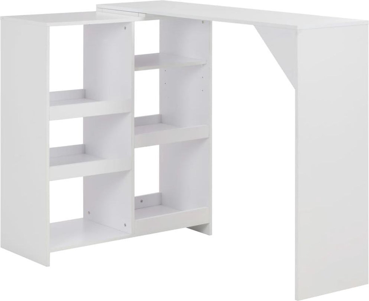 vidaXL Bartafel - met - verplaatsbaar - schap - 138x39x110 - cm - wit
