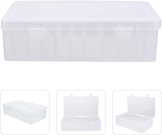 Opbergbox à coudre - Kit de couture - Plastique - Boîte à couture - Organiseur pour fournitures de couture - Panier à couture DIY - 42 Molinets - 23,7 x 13,7 x 6,6 cm - Transparent