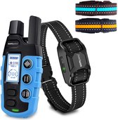 Sompets® Anti Blafband voor Honden – Anti Blaf Apparaat met Afstandsbediening – Zonder Schok – Oplaadbaar – Geluid & Vibratie – Incl. E-book & 2 Extra Halsbanden – Blauw