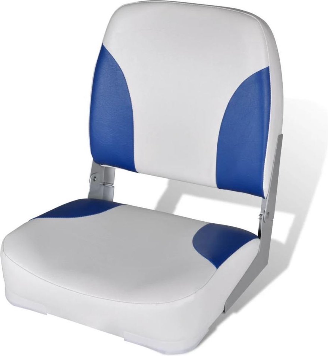 vidaXL - Bootstoel - met - blauw-wit - kussen - inklapbaar - 41x36x48 - cm
