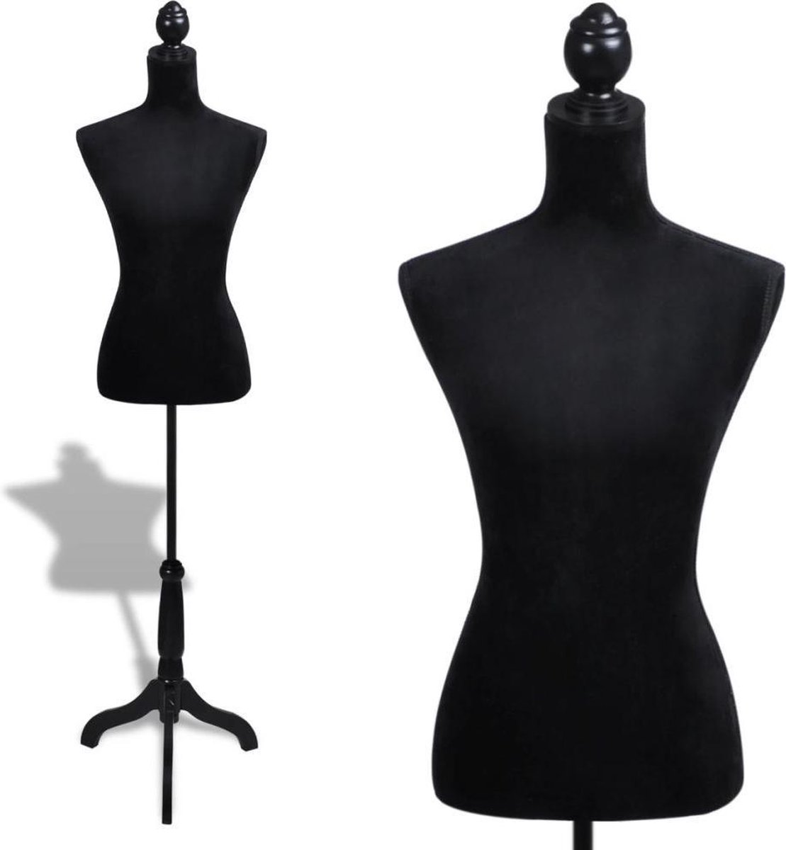 vidaXL - Buste de couture mannequin femme Buste vitrine pelucheux (noir) |  bol.com