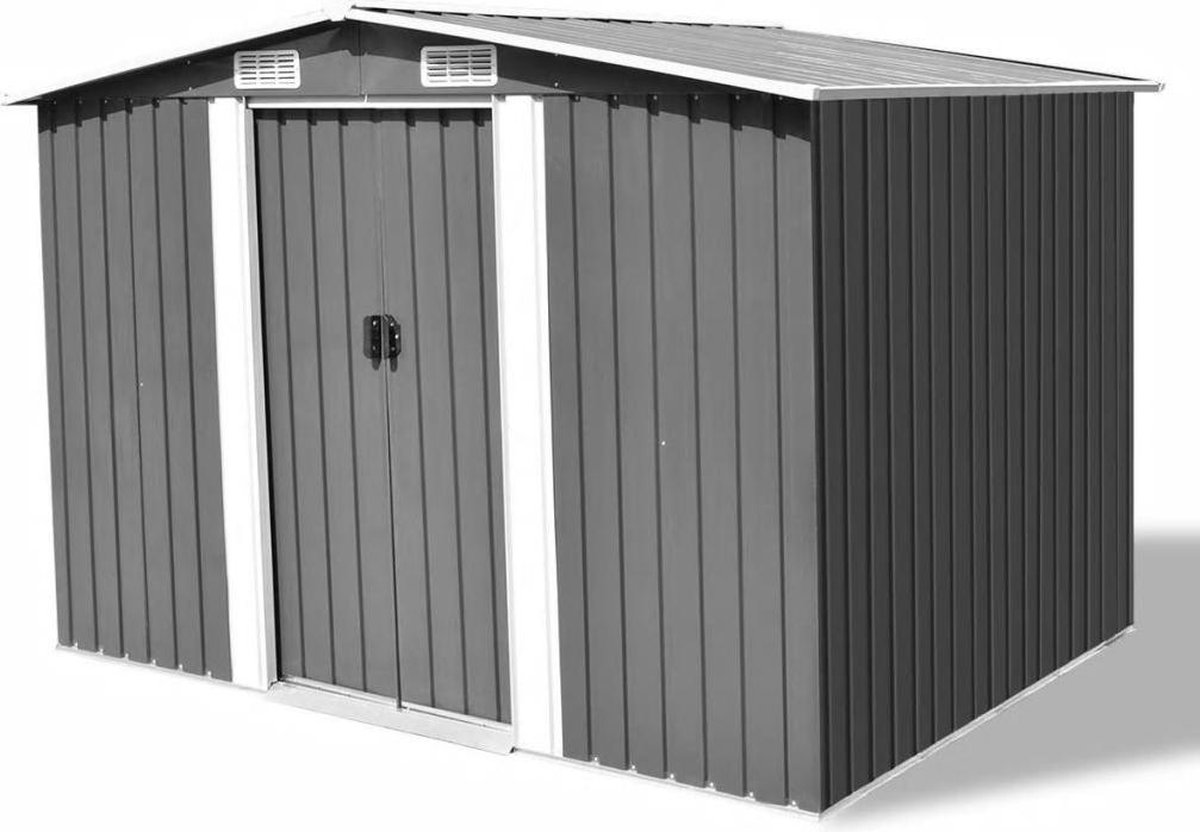 vidaXL Tuinschuur 257x205x178 cm metaal grijs