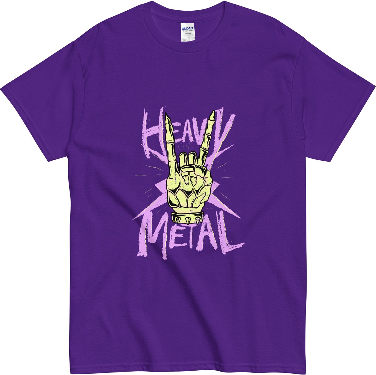 Heavy Metal T-shirt Dames en Heren - Skelet hand Rock Sign - Cadeau Metal Fans - Paars - M