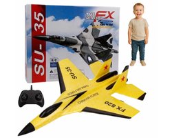 Velours Max® - RC Vliegtuig - Geel - Afstandsbediening - Straaljager - TIKTOK - FX-620 - Drones - Vliegtuigen - Vliegtuigen Speelgoed - Speelgoed - Op Afstand Bestuurbaar - Oplaadbaar - MAX 50 KM/U
