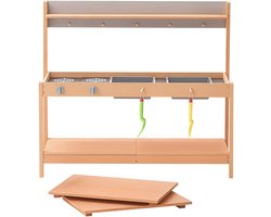 Houten Modderkeuken voor Kinderen, Buitenspeelkeukenset met Fornuis En Gootsteen, Kruidenierswinkeltje voor Rollenspel, Peuterkeuken