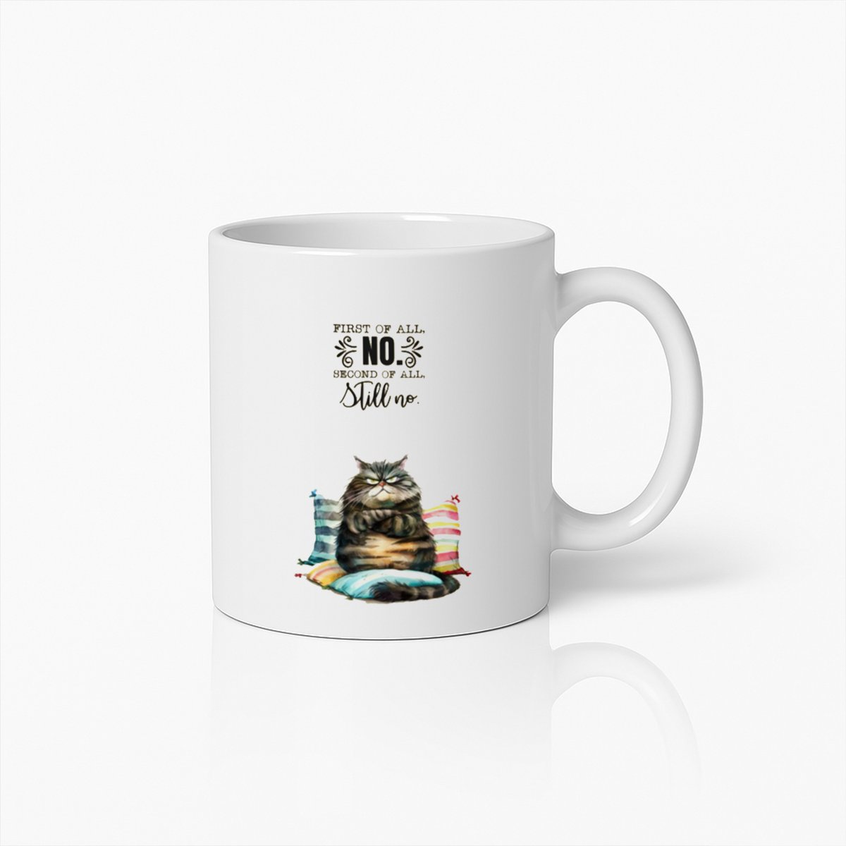 Grappige Chagrijnige Kat Mok – Eerst Nee, Daarna Nog Steeds Nee Koffiebeker