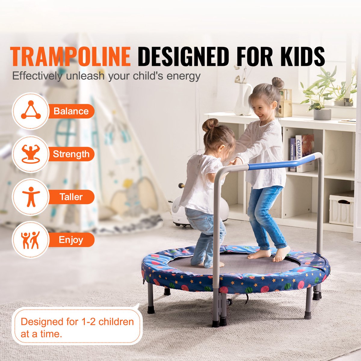 36" Kindertrampoline, 3 Voet Indoor-Outdoor Trampoline, Opvouwbare Minitrampoline met Handvat, Rebounder Trampoline voor Peuters, Een Geweldig Verjaardagscadeau voor Kinderen Vanaf 3 Jaar – foto 5