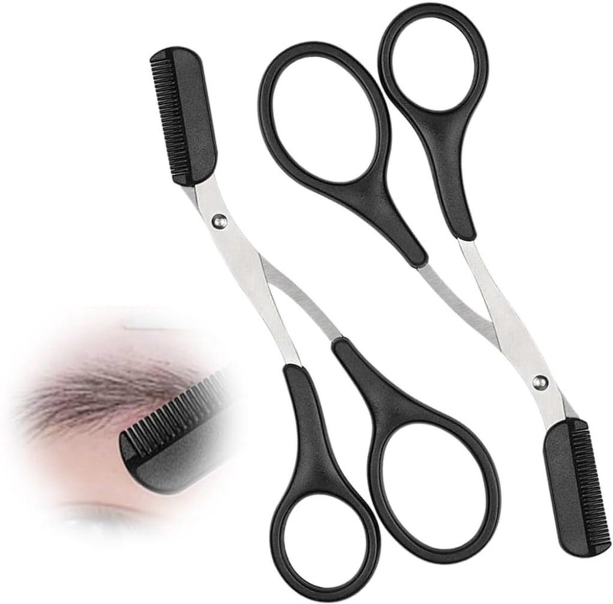 Allecto Plus - Wenkbrauwtrimmer en Wenkbrauwschaar Set voor Precieze Wenkbrauwstyling - Roestvrij Staal - Beauty Gereedschap voor Mannen en Vrouwen
