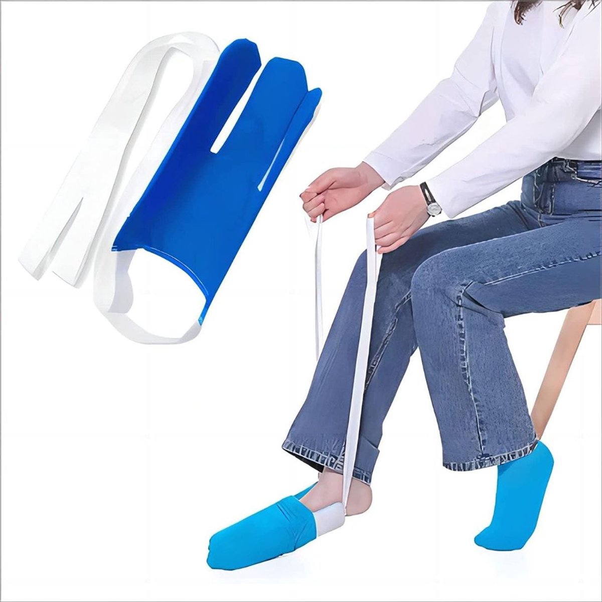 CLGP® Sokaantrekker - Sokophaler - Hulpmiddel Ouderen - Wit en Blauw