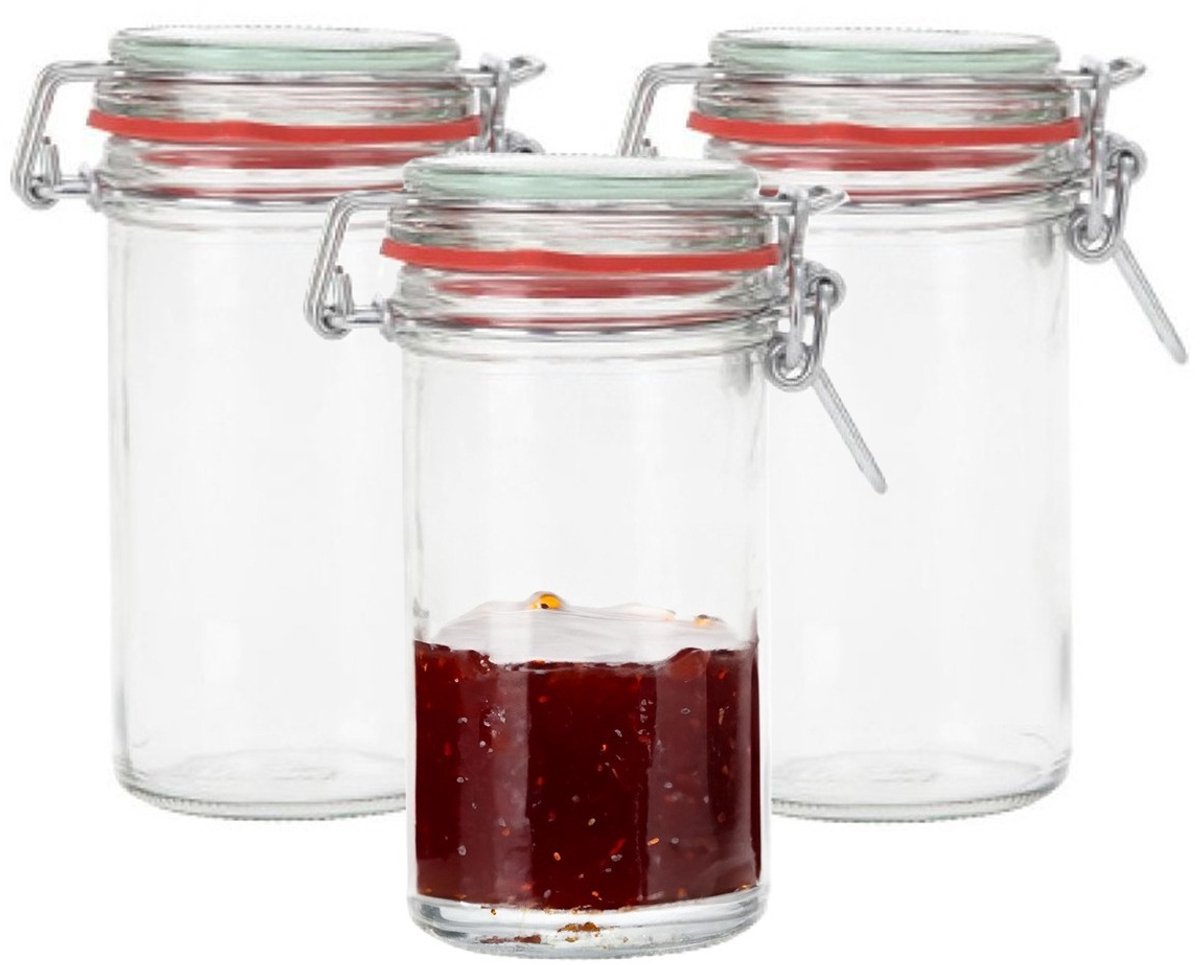 Weckpot/inmaakpot - 3x - glas - 250 ml - met beugelsluiting - transparant