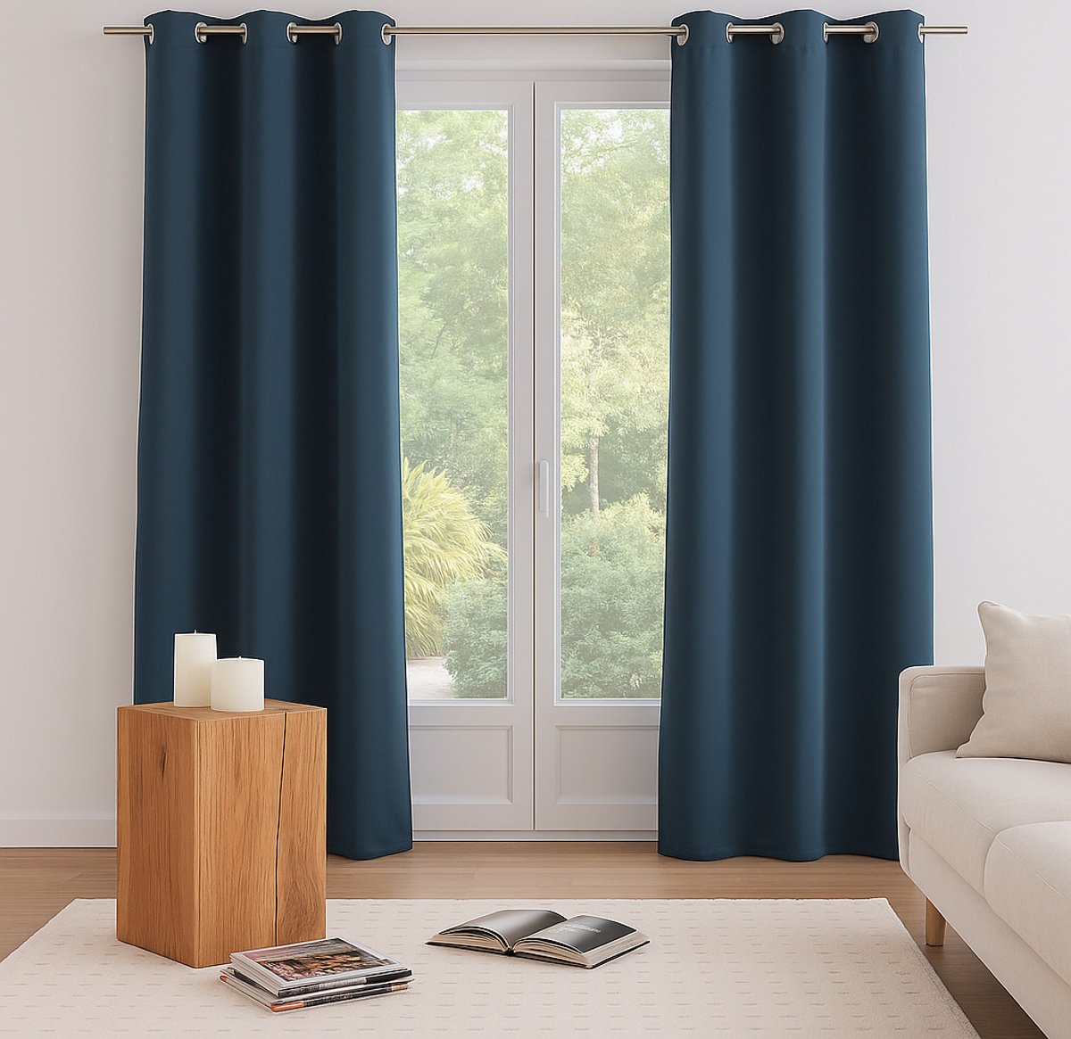 Set van 2 Verduisterende Gordijnen – 135x240 cm – Thunderstorm Blauw – Geluiddempend & Warmtewerend – Met Ringen