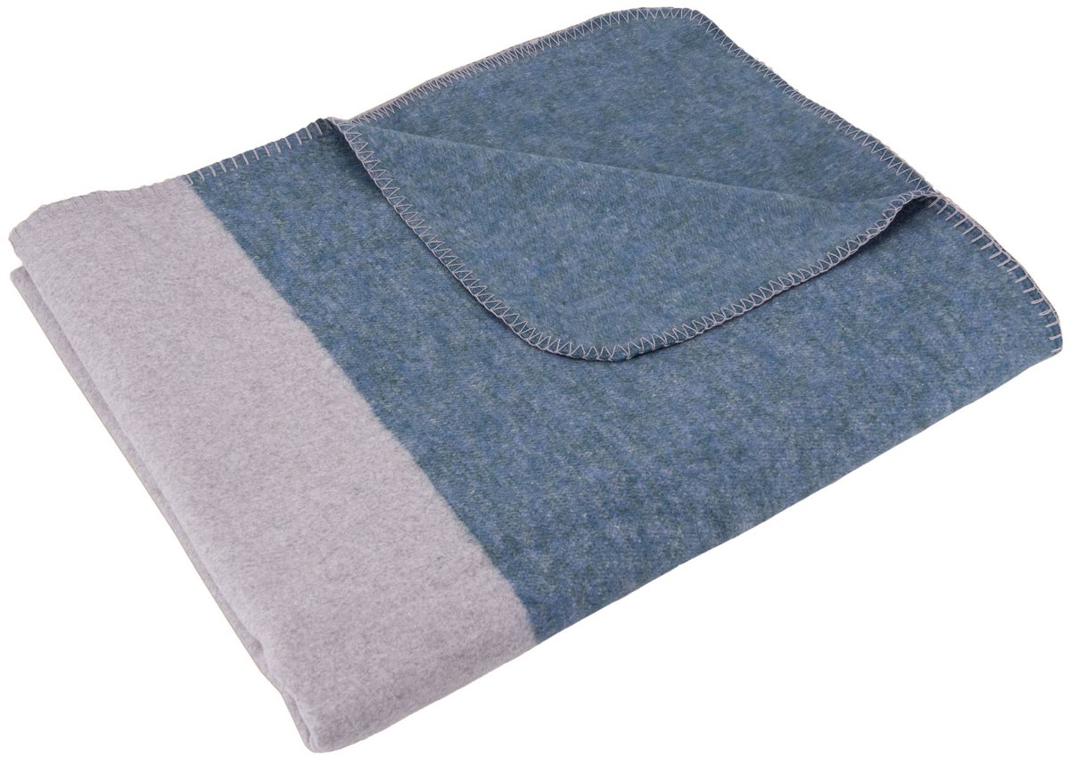 Sleepling 150 x 200 cm plaid | knuffel deken | sofa- of woondeken | van katoenmix | wasbaar op 30 graden | Made in Germany | grijs-petrol gestreept