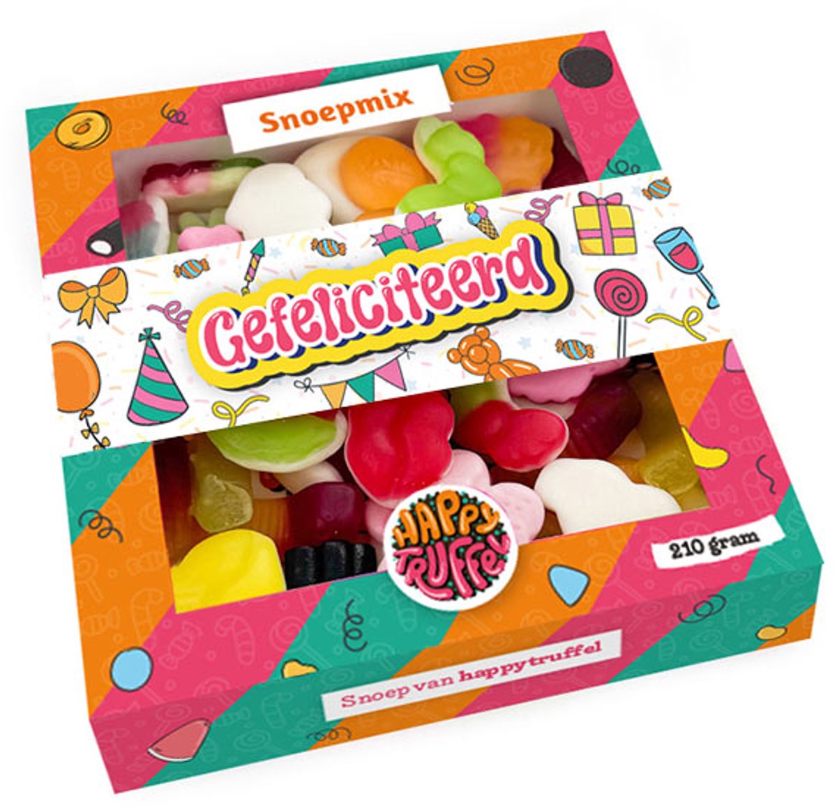 Snoeppakket “Gefeliciteerd” mix snoep (210 gram)