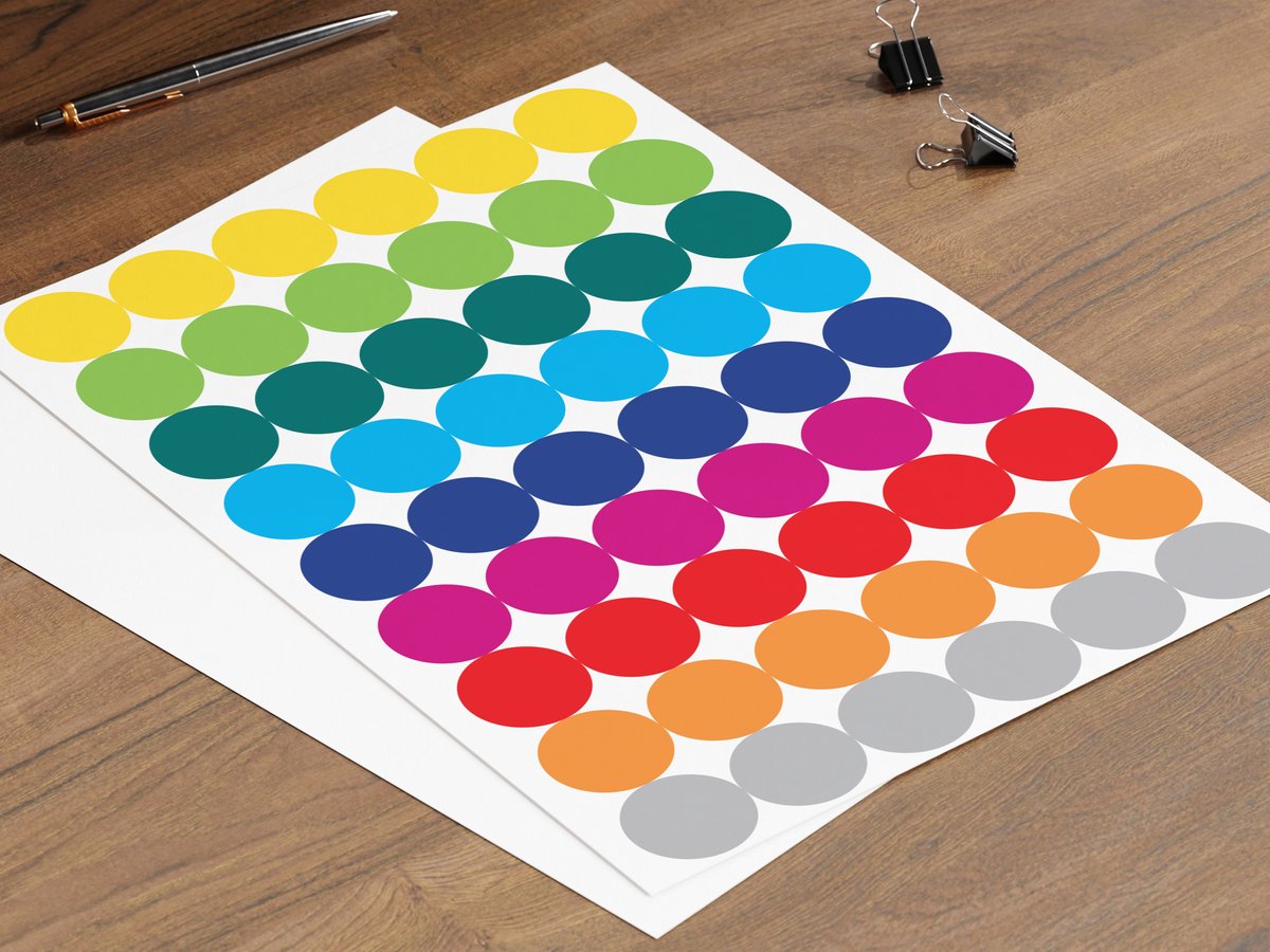 Stippen Stickers - 9 Kleuren - 5 Stickervellen - 270 Ronde Etiketten 19 mm - Kleurcodering — afbeelding 2