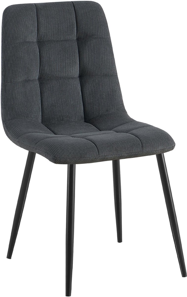CLP Antibes Eetkamerstoel - klassiek - Metalen Frame - Belastbaar tot 150 kg - Corduroy - Ribstof/zwart